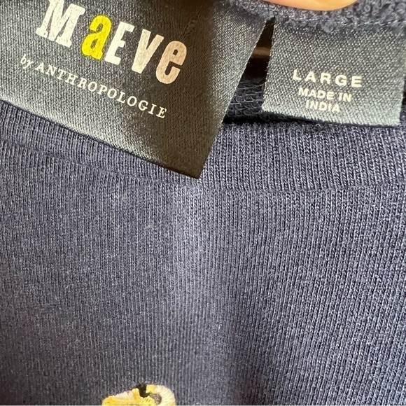 Maeve by Anthropologie Riviera Navy Blue Water Sports Embroidered Tee Shirt - Picture 4 of 8